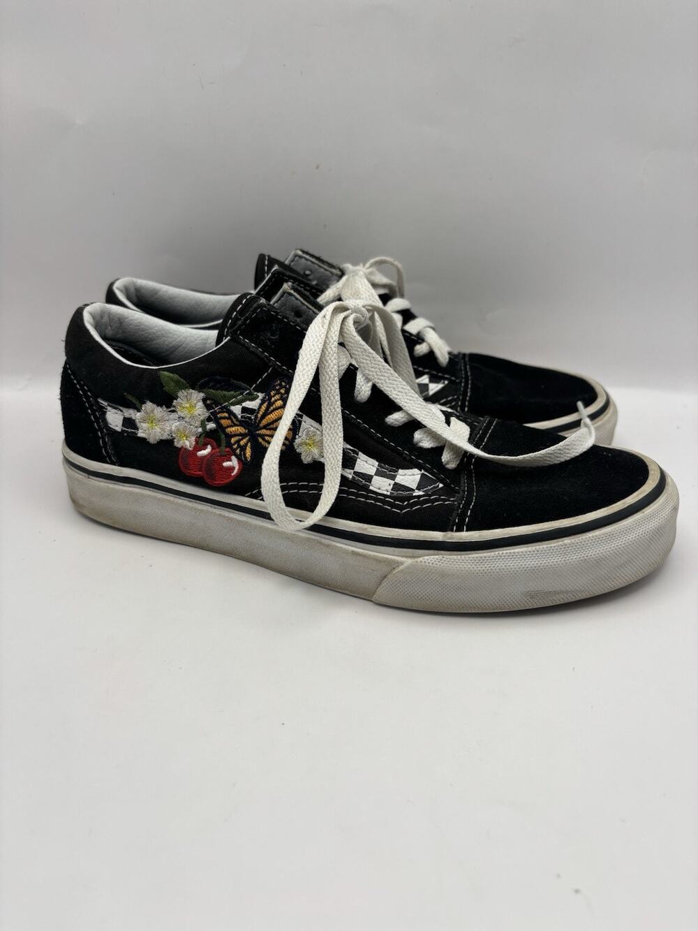 Vans Old Skool Embroidered Butterfly And Cherry Sneakers Women Size 7